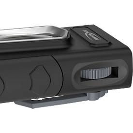 LED-Werkstattleuchte Ansmann WL 500R Pocket, 500 lm (Hauptleuchte), 180 lm (Knopfleuchte), bis zu 26 h, B 64,8 × T 40,5 × H 131 mm, schwarz