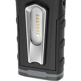 LED-Werkstattleuchte Ansmann WL 500R Pocket, 500 lm (Hauptleuchte), 180 lm (Knopfleuchte), bis zu 26 h, B 64,8 × T 40,5 × H 131 mm, schwarz