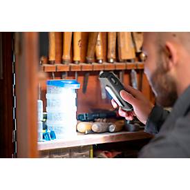 LED-Werkstattleuchte Ansmann WL 500R Pocket, 500 lm (Hauptleuchte), 180 lm (Knopfleuchte), bis zu 26 h, B 64,8 × T 40,5 × H 131 mm, schwarz