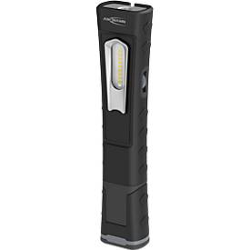 LED-Werkstattleuchte Ansmann WL1000R, 1000 lm (Hauptleuchte), 180 lm (Knopfleuchte), bis zu 46 h, B 57,5 × T 37,5 × H 256 mm, Kunststoff, schwarz