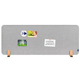 Legamaster Akustik-Tischtrennwand Elements, PET-Kern, Stoffoberfläche pinnbar, inkl. 2 Fußhalterungen, B 1600 x H 600 x T 21 mm, quiet grey