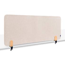 Legamaster Akustik-Tischtrennwand Elements, PET-Kern, Stoffoberfläche pinnbar, inkl. 2 Tischklemmen, B 1600 x H 600 x T 21 mm, soft beige