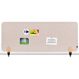 Legamaster Akustik-Tischtrennwand Elements, PET-Kern, Stoffoberfläche pinnbar, inkl. 2 Tischklemmen, B 1600 x H 600 x T 21 mm, soft beige