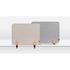Legamaster Akustik-Tischtrennwand Elements, PET-Kern, Stoffoberfläche pinnbar, inkl. 2 Tischklemmen, B 800 x H 600 x T 21 mm, quiet grey
