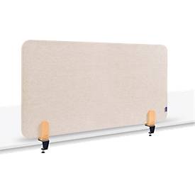 Legamaster Akustik-Tischtrennwand Elements, PET-Kern, Stoffoberfläche pinnbar, inkl. 2 Tischklemmen, B 800 x H 600 x T 21 mm, soft beige