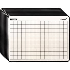 Legamaster-leerbord, staand/liggend formaat, dubbelzijdig, blanco/geruit, magnetisch, B 302 x H 226 mm, geëmailleerd staal, wit, 10 stuks