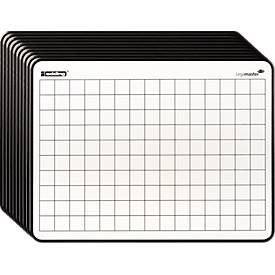Legamaster-leerbord, staand/liggend formaat, dubbelzijdig, blanco/geruit, magnetisch, B 305 x H 229 mm, gelakt staal, wit, 10 stuks