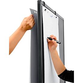 Legamaster PREMIUM mobiles Multiboard XL, Pinnboard und Whiteboard, mit Rollen, B 1200 x H 1500 mm, grau, inkl. Klick-Papierhaken