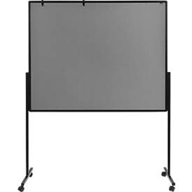 Legamaster PREMIUM multiboard mobile XL, tableau d'affichage et tableau blanc, avec roulettes, L 1200 x H 1500 mm, gris, crochets pour papier à cliquer inclus