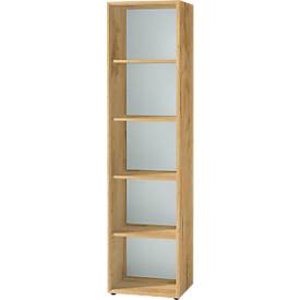 Legbord MONTERIA, 5 vijlhoogtes, B 500 x D 370 x H 1960 mm, Navarraanse eik/wit