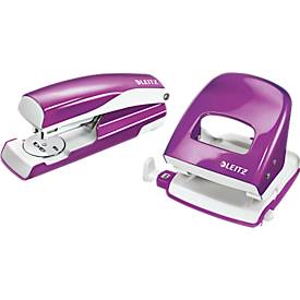 LEITZ® Bürolocher + Tischheftgerät Wow SET, metallic-violett