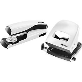 LEITZ® Bürolocher + Tischheftgerät Wow SET, perlweiß