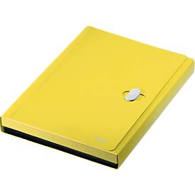 Leitz® Dokumentenmappe Recycle, A4, bis 250 Blatt, 5 Fächer & Ablagefach, blickdicht, 100 % recycelbar, Blauer Engel, Kunststoff, gelb