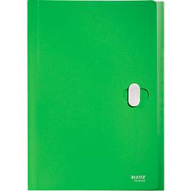 Leitz® Dokumentenmappe Recycle, A4, bis 250 Blatt, 5 Fächer & Ablagefach, blickdicht, 100 % recycelbar, Blauer Engel, Kunststoff, grün