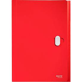 Leitz® Dokumentenmappe Recycle, A4, bis 250 Blatt, 5 Fächer & Ablagefach, blickdicht, 100 % recycelbar, Blauer Engel, Kunststoff, rot