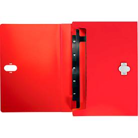 Leitz® Dokumentenmappe Recycle, A4, bis 250 Blatt, 5 Fächer & Ablagefach, blickdicht, 100 % recycelbar, Blauer Engel, Kunststoff, rot