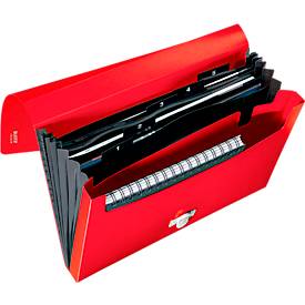 Leitz® Dokumentenmappe Recycle, A4, bis 250 Blatt, 5 Fächer & Ablagefach, blickdicht, 100 % recycelbar, Blauer Engel, Kunststoff, rot