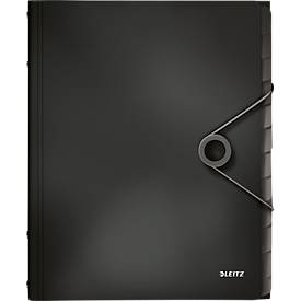 LEITZ® Dokumentenmappe Solid, DIN A4, 3 Schutzkappen, 12 Fächer, PP,schwarz