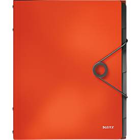 LEITZ® Dokumentenmappe Solid, DIN A4, 3 Schutzkappen, 6 Fächer, PP, hellrot