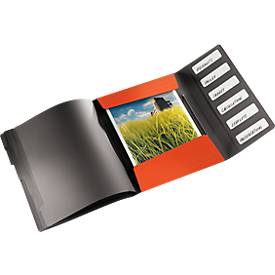 LEITZ® Dokumentenmappe Solid, DIN A4, 3 Schutzkappen, 6 Fächer, PP, hellrot