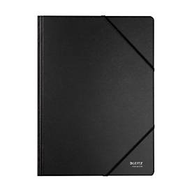 Leitz® Eckspanner Recycle, A4, bis zu 250 Blatt, Gummizugverschluss, zu 100 % recycelbar, Blauer Engel, Recyclingkarton, schwarz