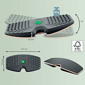 Leitz Ergo Active Balance Board, ergonomisch, für dynamisches Bewegen, um 14° geneigt, entnehmbare Massagekugel, bis 200 kg, dunkelgrau