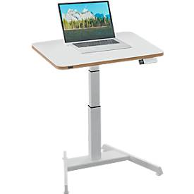 LEITZ Ergo desk, rectangular, electrically height-adjustable, T-foot, memory function, USB ports, cable holder, W 800 x D 600 x H 650-1300 mm, white/white