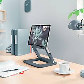 Leitz Ergo Laptopständer 6424-00-89, für 1 Laptop/Macbook 13-15", ergonomisch, zusammenklappbar, höhen- und winkelverstellbar, PCR, dunkelgrau