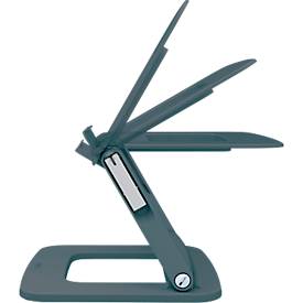 Leitz Ergo Laptopständer 6424-00-89, für 1 Laptop/Macbook 13-15", ergonomisch, zusammenklappbar, höhen- und winkelverstellbar, PCR, dunkelgrau