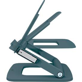 Leitz Ergo Laptopständer 6424-00-89, für 1 Laptop/Macbook 13-15", ergonomisch, zusammenklappbar, höhen- und winkelverstellbar, PCR, dunkelgrau