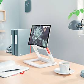 Leitz Ergo Laptopständer 6424-00-89, für 1 Laptop/Macbook 13-15', ergonomisch, zusammenklappbar, höhen- und winkelverstellbar, PCR, weiß