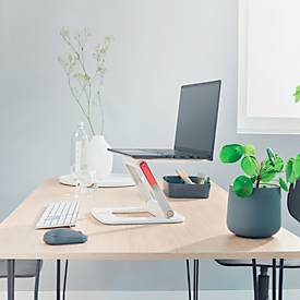 Leitz Ergo Laptopständer 6424-00-89, für 1 Laptop/Macbook 13-15', ergonomisch, zusammenklappbar, höhen- und winkelverstellbar, PCR, weiß