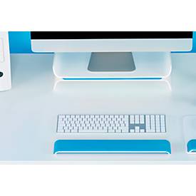 LEITZ® Ergo WOW Handgelenkauflage für Tastaturen, ergonomisch, 2-stufig höhenverstellbar, L 437 x B 71 x H 21 mm, weiss/blau