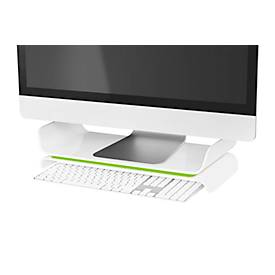 Leitz® Ergo WOW Monitorständer, ergonomisch, für Monitore bis 27 ″, 2-stufig höhenverstellbar mit Stauraum für Tastatur,