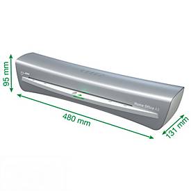 Leitz iLAM Home Office A3 – Laminiergerät, 2 Min, 75–125 µm, Anti‑Stau, Auto‑Off 15 min, DIN A4, silber/weiß