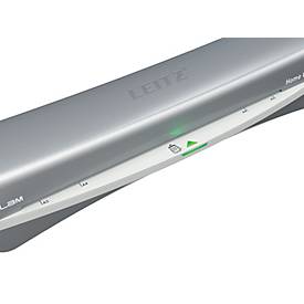 Leitz iLAM Home Office A3 – Laminiergerät, 2 Min, 75–125 µm, Anti‑Stau, Auto‑Off 15 min, DIN A4, silber/weiß