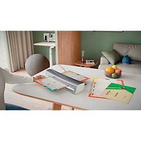 Leitz iLAM Home Office A3 – Laminiergerät, 2 Min, 75–125 µm, Anti‑Stau, Auto‑Off 15 min, DIN A4, silber/weiß