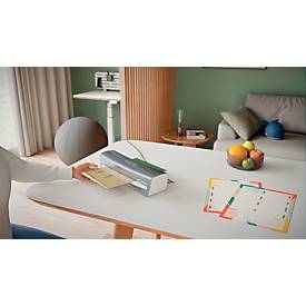Leitz iLAM Home Office A4 – 2 Min Warm‑up, 45 s/A4, 75–125 µm, SMART‑LED, Anti‑Stau, Auto‑Off 15 min, Starterset 5×A4