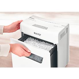 Leitz IQ 3M Protect Premium Aktenvernichter P5, Mikroschnitt 2 x 15 mm, 10 l, 3 Blatt Schnittleistung, Anti-Papierstau-Technologie, weiß