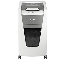 Leitz IQ Autofeed Office 300 Aktenvernichter P5, Vollautomatik, Mikroschnitt 2 x 15 mm, 60 l, 300 Blatt Schnittleistung, mit Rollen, weiß