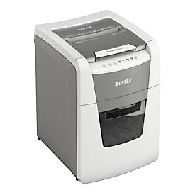 Leitz IQ Autofeed Small Office 100 Aktenvernichter P4, Vollautomatik, Partikelschnitt 4 x 30 mm, 34 l, 100 Blatt Schnittleistung, weiß