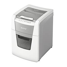 Leitz IQ Autofeed Small Office 100 Aktenvernichter P4, Vollautomatik, Partikelschnitt 4 x 30 mm, 34 l, 100 Blatt Schnittleistung, weiß