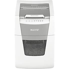 Leitz IQ Autofeed Small Office 100 Aktenvernichter P5, Vollautomatik, Mikroschnitt 2 x 15 mm, 34 l, 100 Blatt Schnittleistung, weiß