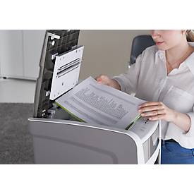 Leitz IQ Autofeed Small Office 50 Aktenvernichter P4, Vollautomatik, Partikelschnitt 4 x 30 mm, 20 l, 50 Blatt Schnittleistung, weiß