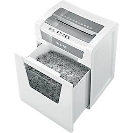 Leitz IQ Office Aktenvernichter P5, Mikroschnitt 2 x 15 mm, 23 l, 10 Blatt Schnittleistung, Anti-Papierstau-Technologie, weiß