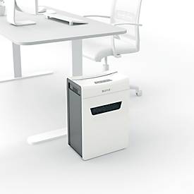 Leitz IQ Office Aktenvernichter P5, Mikroschnitt 2 x 15 mm, 23 l, 10 Blatt Schnittleistung, Anti-Papierstau-Technologie, weiß