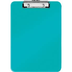 LEITZ® Klemmbrett WOW 3971, DIN A4, Polystyrol, mit Aufhängeöse, eisblau