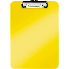 LEITZ® Klemmbrett WOW 3971, DIN A4, Polystyrol, mit Aufhängeöse, gelb