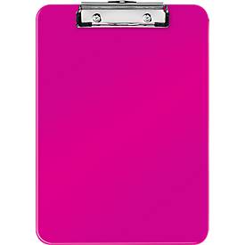 LEITZ® Klemmbrett WOW 3971, DIN A4, Polystyrol, mit Aufhängeöse, pink