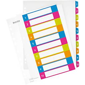 LEITZ® Kunststoffregister Wow, Zahlen 1-10, A4 Überbreite, PC-beschriftbar,einzeln